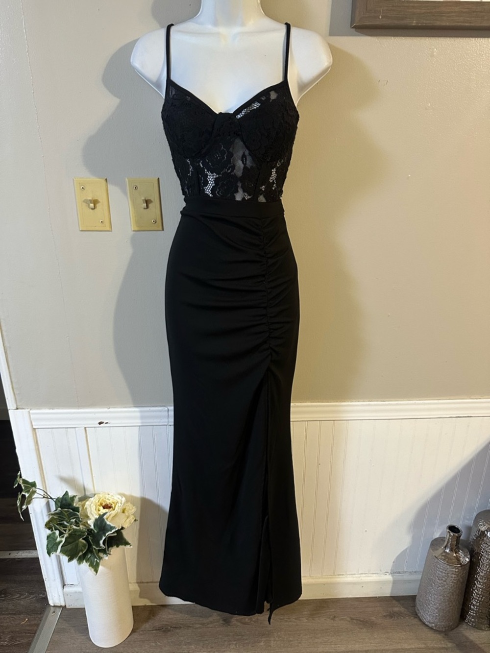 City Triangles Black Lace Bodice Maxi Dress